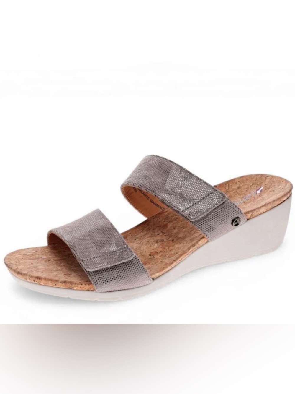 REVERE Women's Sorrento Wedge Sandal in Champagne Angle Size 10 New in Box